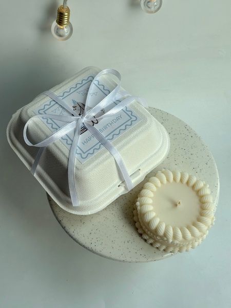 Свічка &laquo;Торт&raquo; з наліпкою Happy Birthday фото
