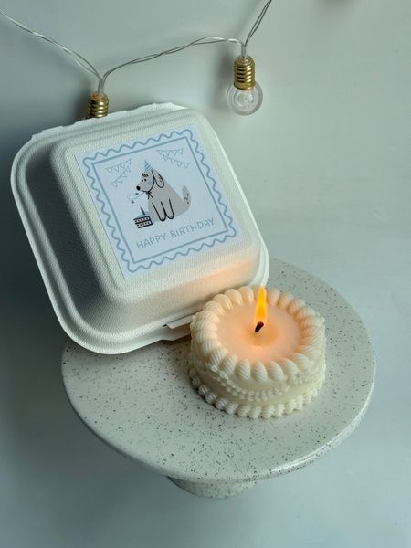 Свічка &laquo;Торт&raquo; з наліпкою Happy Birthday фото